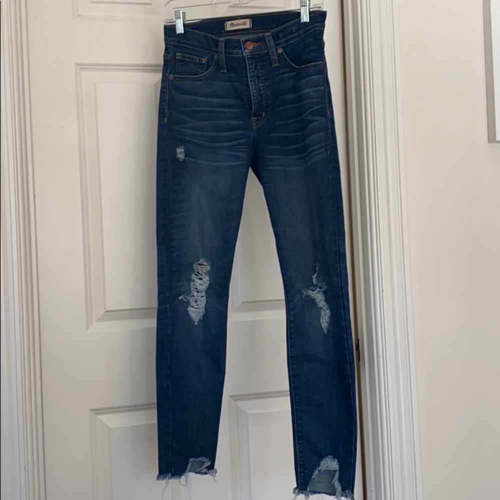 Madewell distressed jeans 9” high rise skinny